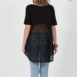 Lace Back Hi-Low Short Sleeve Top - excellent condition